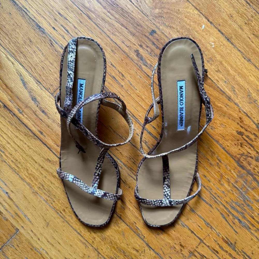 Manolo Blahnik Snakeskin Brown Heels EU40 - Picture 6 of 9